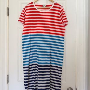 J Crew Factory Striped T-Shirt Dress Large NWT